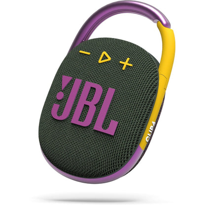 Акустическая система портативная JBL серии Clip 4, однополосная, 5 Вт, 500 мАч, 10 часов автономн. работы, 100 Гц – 20 кГц, Bluetooth 5.1, Type-C, механич. упр-е, IP67.