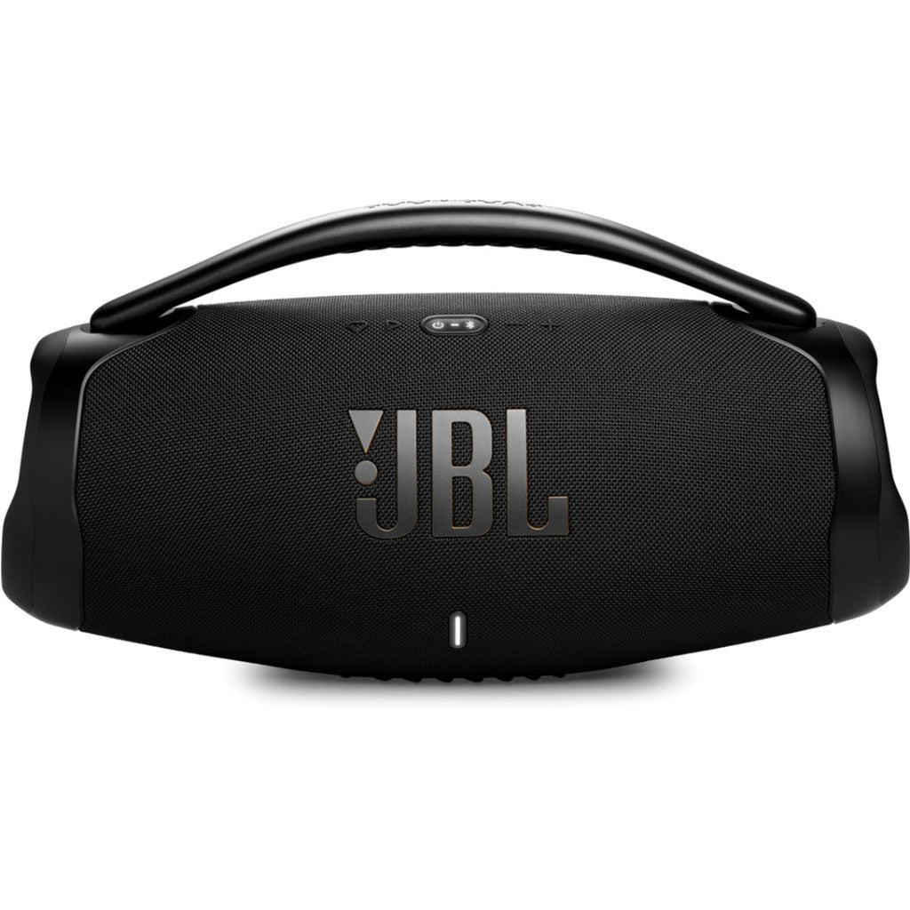 Акустическая система портативная JBL серии BoomBox 3 WiFi, трехполосная, 180 Вт (1х80+2х40+2х10), 9600 мАч, 24 часа автон. работы, 40 Гц-20 кГц, USB-A, Aux-in, Bluetooth 5.3, WiFi упр-е, моб. приложение, IP67