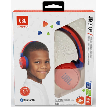 Бездротові навушники накладні для дітей JBL JR310BT, закриті, 30 годин <tc>автономн. роботи</tc>, 410 мАг, мікрофон, Bluetooth 5,0, Type C, що складаються