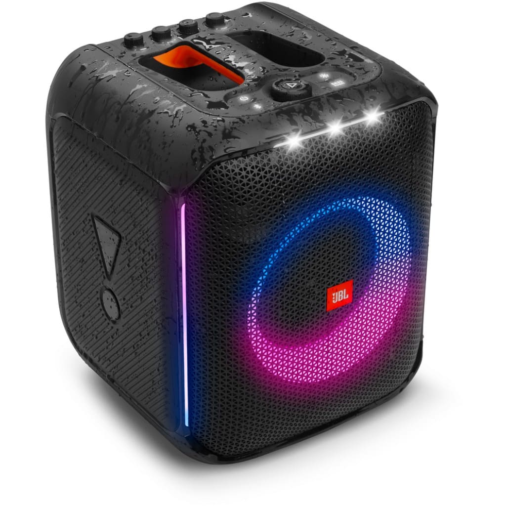 Акустична система портативна JBL серії PartyBox Encore з радіомікрофоном, двосмугова, 100 Вт, 50 Гц-20 кГц, 7500 мАг, 10 годин автономно. Райота, Bluetooth 5.1, бездротовий мікрофон, IPX4
