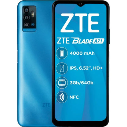 Смартфон ZTE Blade A71 3/64 Гб, 4G, Android 11, IPS 6.52", 2 Nano-SIM, 8 Мп фр. кам., 16+8+2 Мп тройн. осн. кам., micro SD, 4000 мАч, NFC в магазине articool.com.ua.