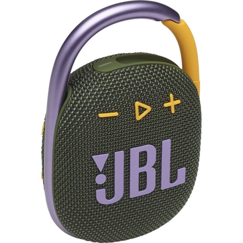 Акустическая система портативная JBL серии Clip 4, однополосная, 5 Вт, 500 мАч, 10 часов автономн. работы, 100 Гц – 20 кГц, Bluetooth 5.1, Type-C, механич. упр-е, IP67.