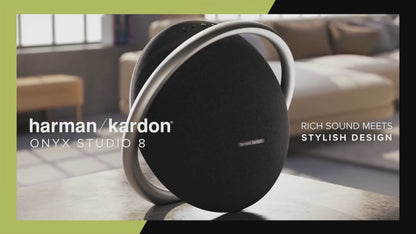 Акустична система портативна Harman-Kardon серії Onyx Studio 8, двосмугова, 50 Вт (2х25), 50 Гц-20 кГц, 3250 мАг, 8 годин <tc>автономн. роботи</tc>, Bluetooth 5.2, здвоєний мікрофон