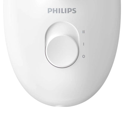 Эпилятор Philips Satinelle Essential BRE255/00, дисковый, компактный, сухая эпиляция, две скорости, питание от сети, 2 аксессуара, мешочек для хранения в магазине articool.com.ua.