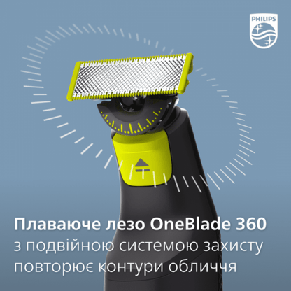 Электростанок Philips OneBlade Pro Face + Body QP6651/61 (2 в 1), сухое/влажное бритье, жесткий футляр, LED цифровой, подставка для зарядки в магазине articool.com.ua.