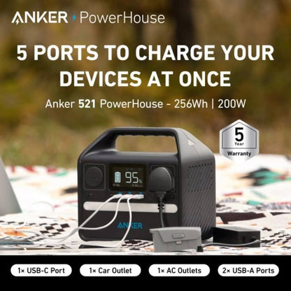 Портативная электростанция Anker PowerHouse 521, 256 Вт/ч, 200 Вт, 5 портов, для портативной электроники в магазине articool.com.ua.