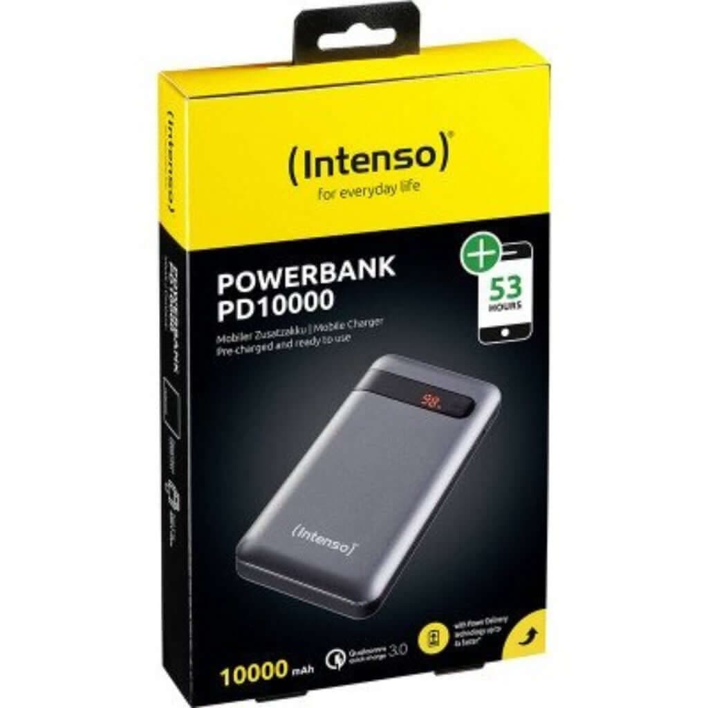 Портативная батарея Intenso PD10000 mAh 20W Grey, 2xUSB A, Quick Charge 3.0, LED цифровой индикатор уровня заряда, кабель USB-Type-C в магазине articool.com.ua.