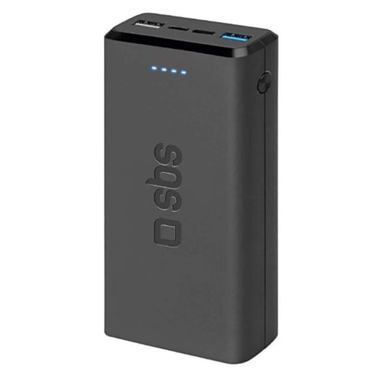 Портативная батарея SBS 20000 mAh 2.1 A (8018417293948), 2xUSB A + 1xUSB C, 10W USB-A, быстрая зарядка, индикатор уровня заряда, кабель Micro-USB в магазине articool.com.ua.