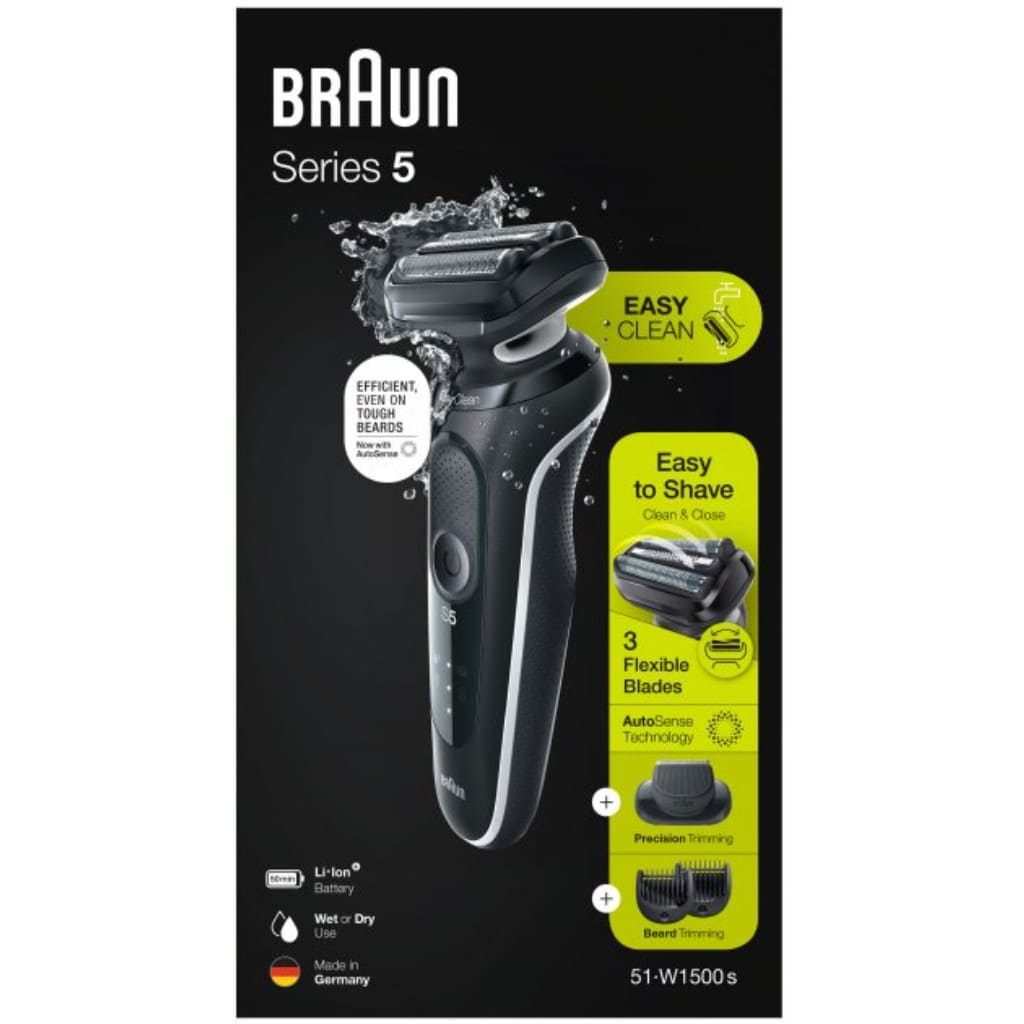 Бритва электрическая Braun Series 5 51-W1500 S, сухое/влажное бритье, три бритвенные головки, cтайлер в магазине articool.com.ua.
