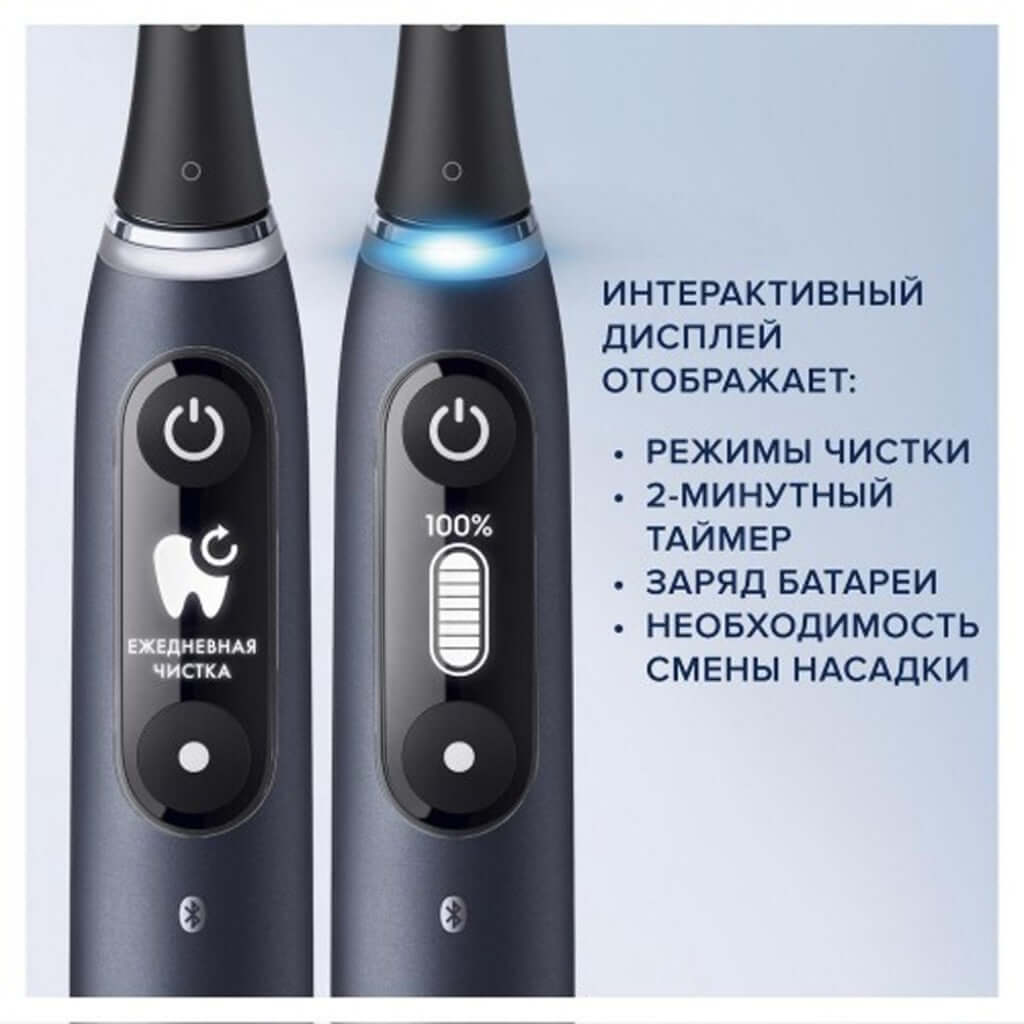 Зубная щетка электрическая Braun Oral-B  iO Series 6 ротационная с пятью режимами чистки и дорожным чехлом и Bluetooth подключением к мобильному приложению и подставкой для хранения насадок в магазине articool.com.ua.