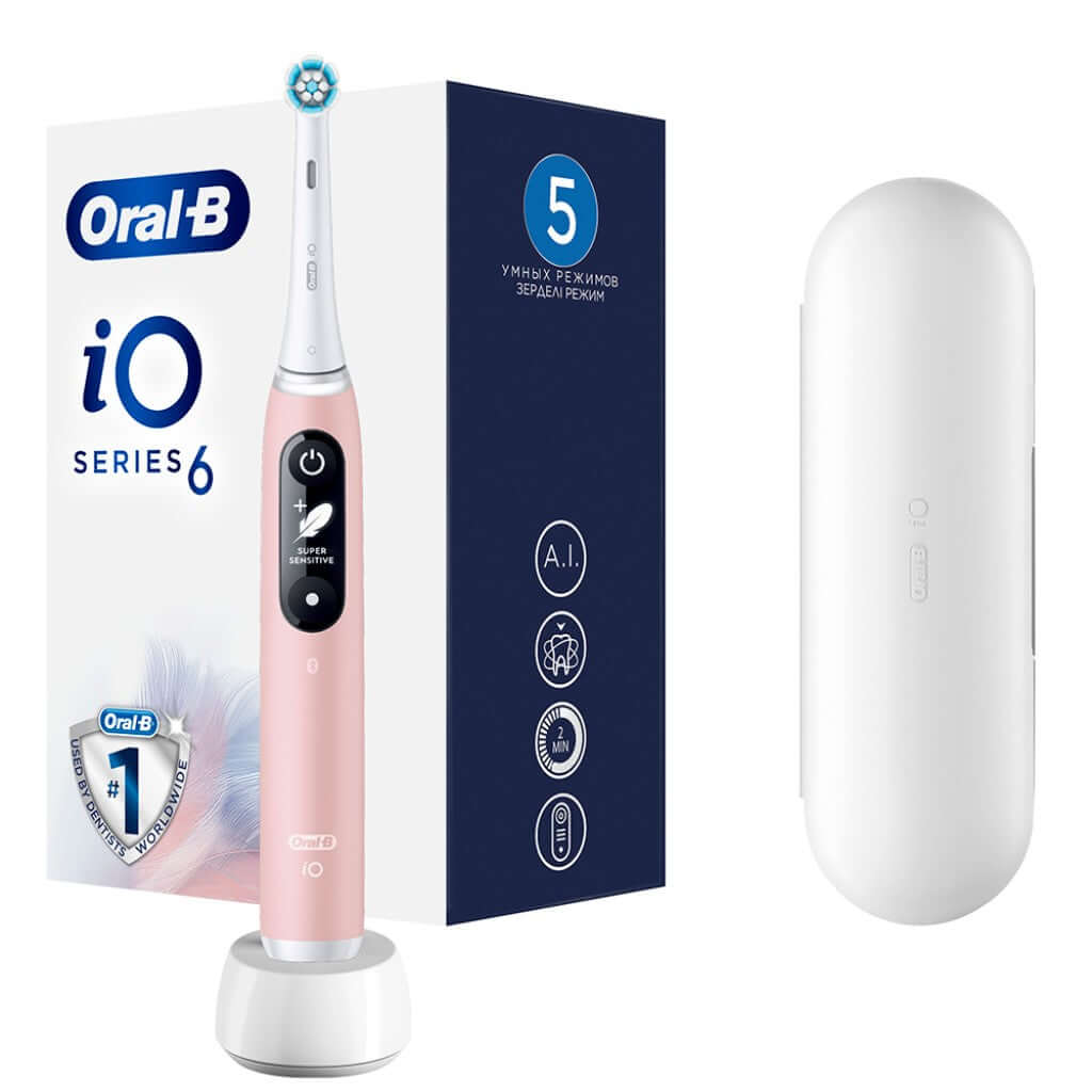 Зубная щетка электрическая Braun Oral-B  iO Series 6 ротационная с пятью режимами чистки и дорожным чехлом и Bluetooth подключением к мобильному приложению в магазине articool.com.ua.
