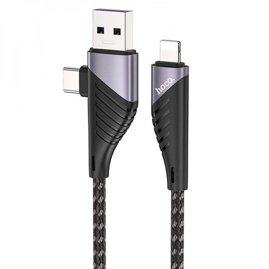 Кабель Hoco U95 Freeway 2in1 USB to Type-C + Lightning PD 60W (1.2m), быстрая зарядка в магазине articool.com.ua.